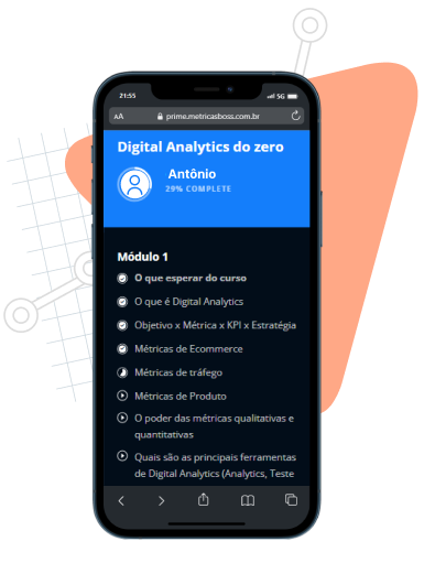 Plataforma de ensino curso Digital Analytics do Zero